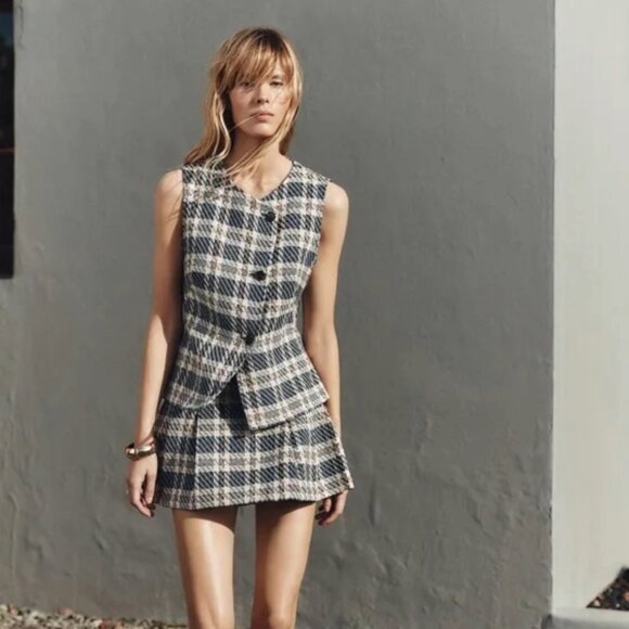 Zara Tops - LIKE NEW ZARA PLAID TEXTURED WAISTCOAT TOP,  SIZE: SMALL